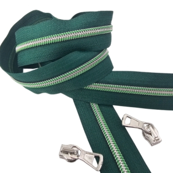 Reißverschluss Tartan Silber Apfelgrün